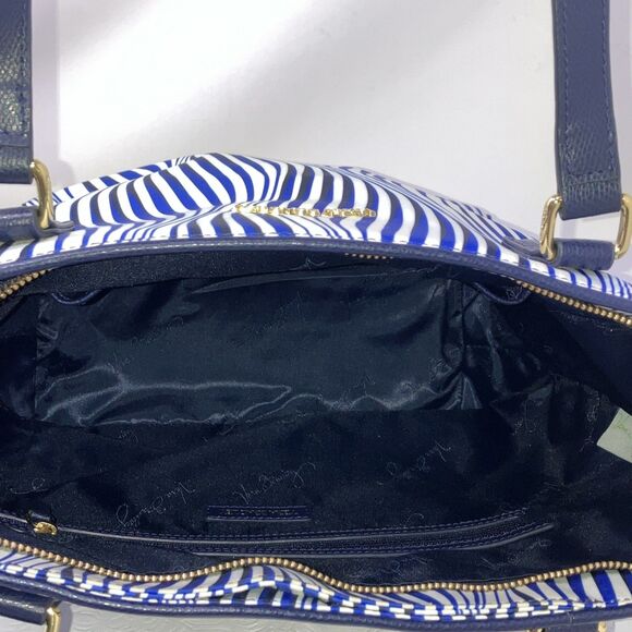 Vera Bradley Streeterville Tote EUC Shoulder Hangbag Medium Blue White Striped - Picture 12 of 14